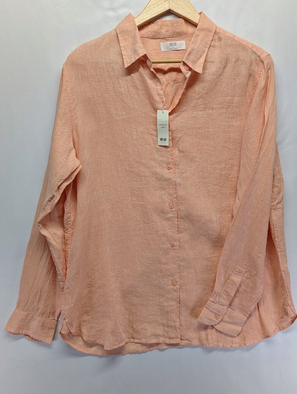 122.NWT Uniqlo Light Peach‎ 💯 Linen Button-Up Shirt